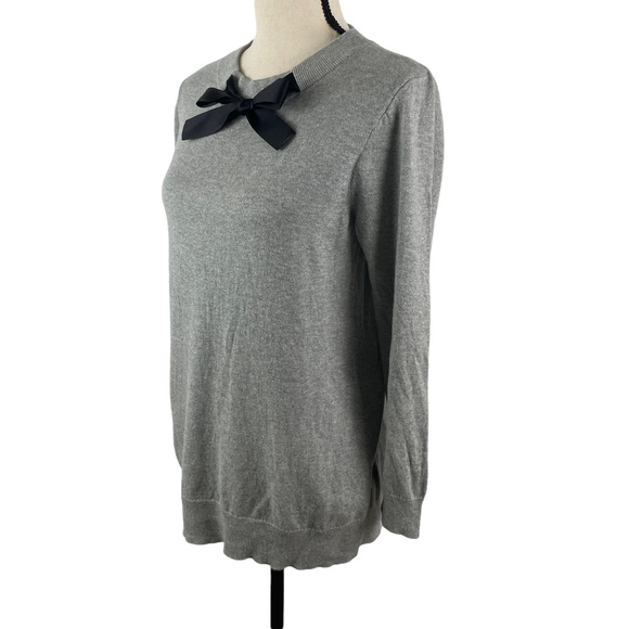 J. CREW MERCANTILE GRAY BOW NECK 3/4 SLEEVE SWEATER MEDIUM J7849 - Picture 3 of 9